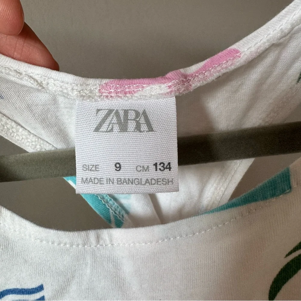 Zara Kids Girls 100% Cotton Island Palm‎ Tree Racerback Tank Top Size 9
